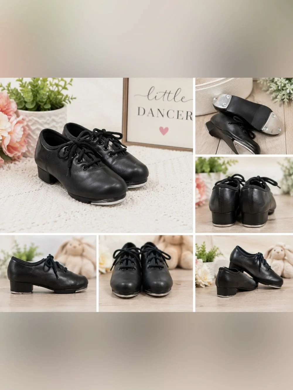 Little Girls Black Leather Tap Shoes Little Kid Shoes 10 / Toddler
